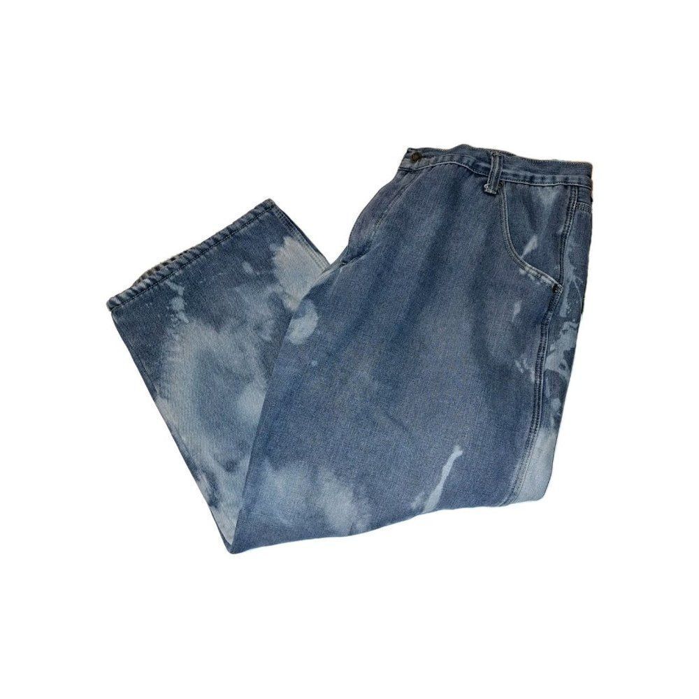 Stanley Mens Blue Heavy Duty Workwear Pants Lined 42x30 Custom Bleached